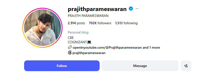 Prajith Parameswaran Bio Break-Down